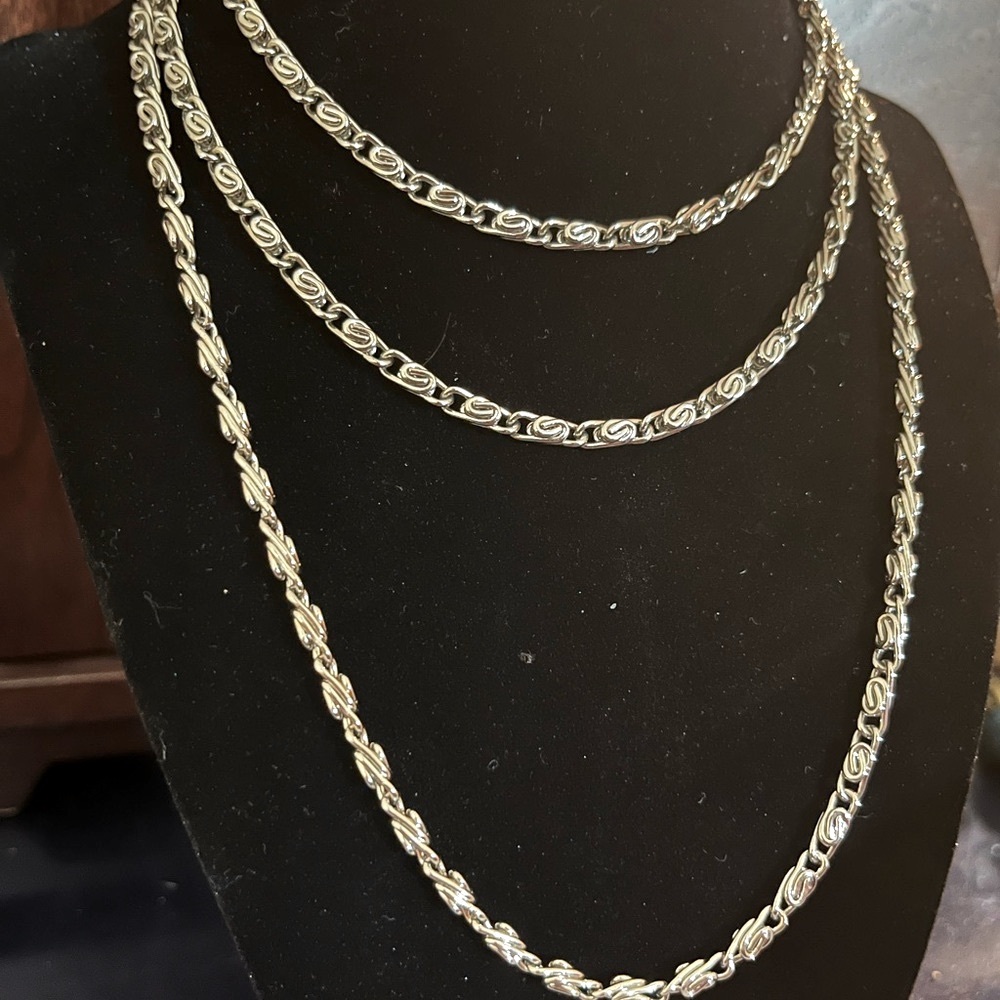 Extra Long Silver Single Double or Triple Necklace - Picture 3 of 5